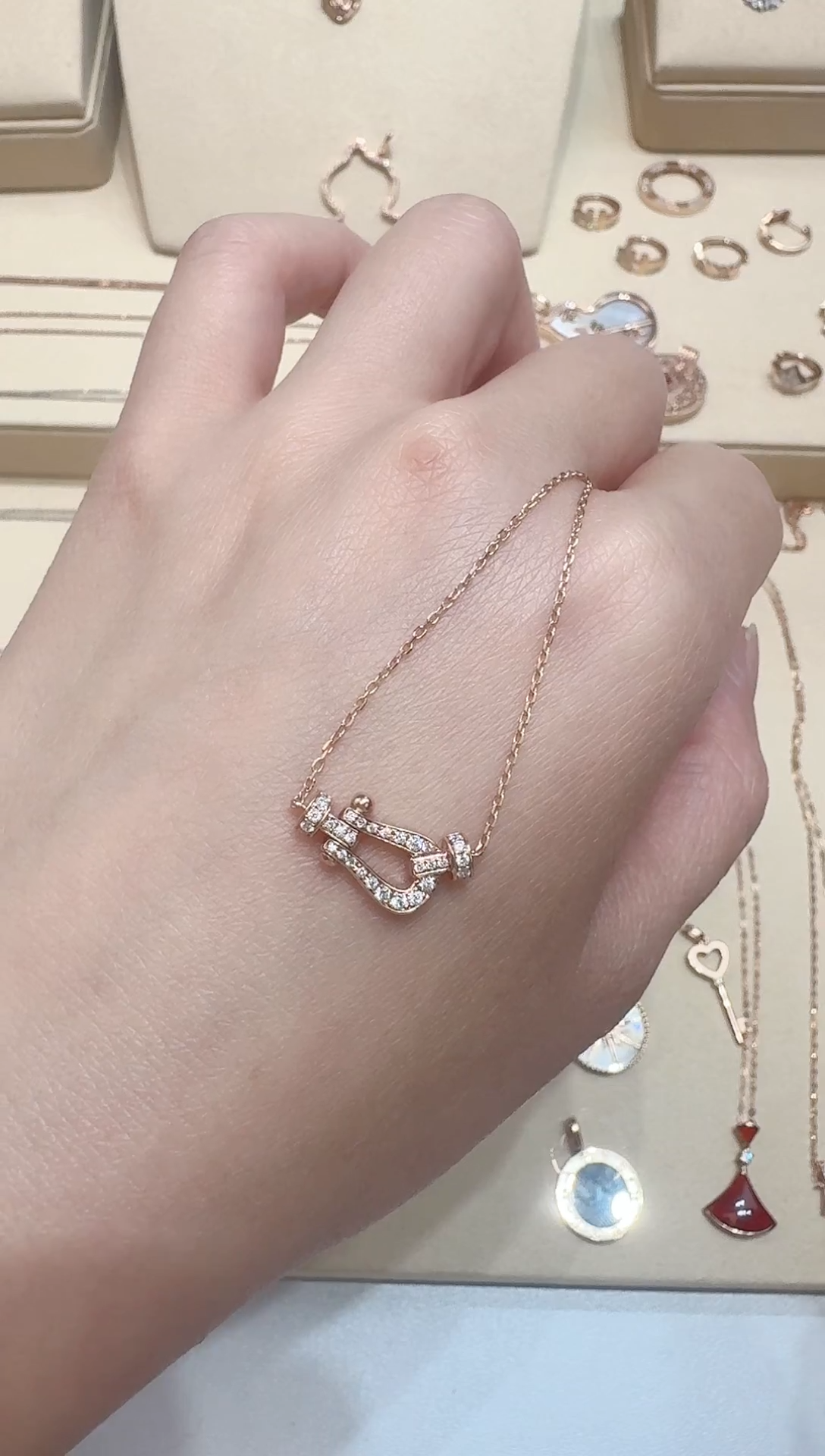 【闪购商品】钻石颈饰18K金镶嵌18K金马蹄时尚套链
