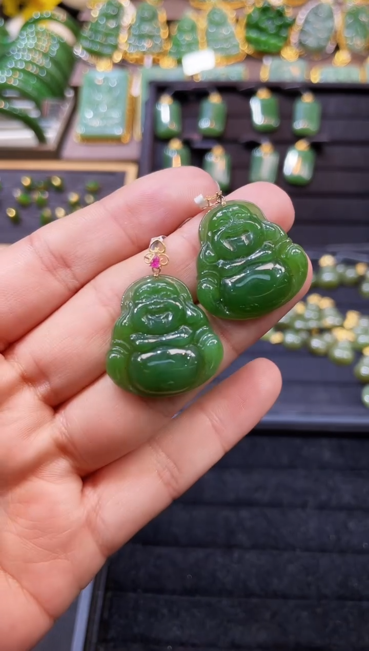 【闪购商品】和田玉吊坠18K金镶嵌28MM 多样性发一