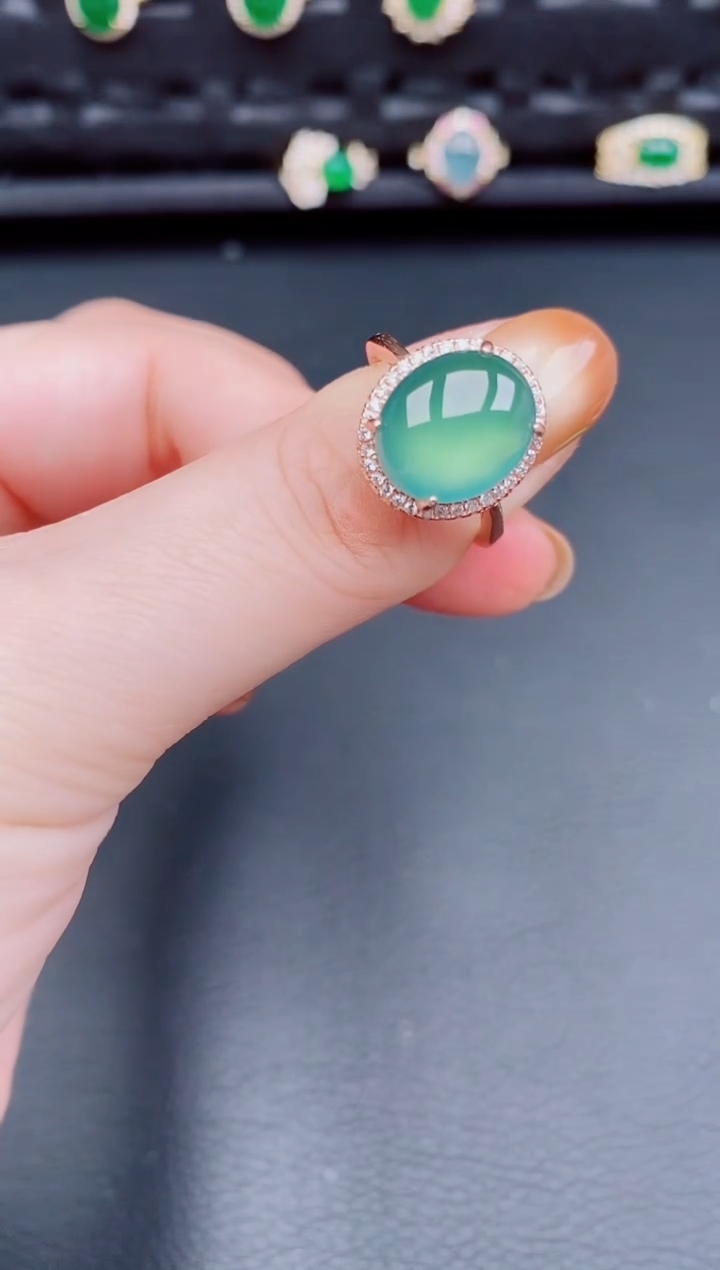 【闪购商品】翡翠戒指银S925镶嵌天然a货翡翠297