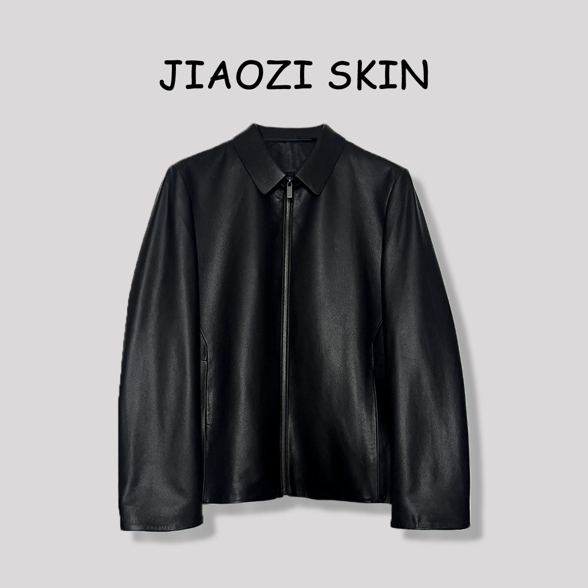 JIAOZI SKIN 秋冬男士头层牛皮通勤简约百搭商务休闲翻领皮衣9902
