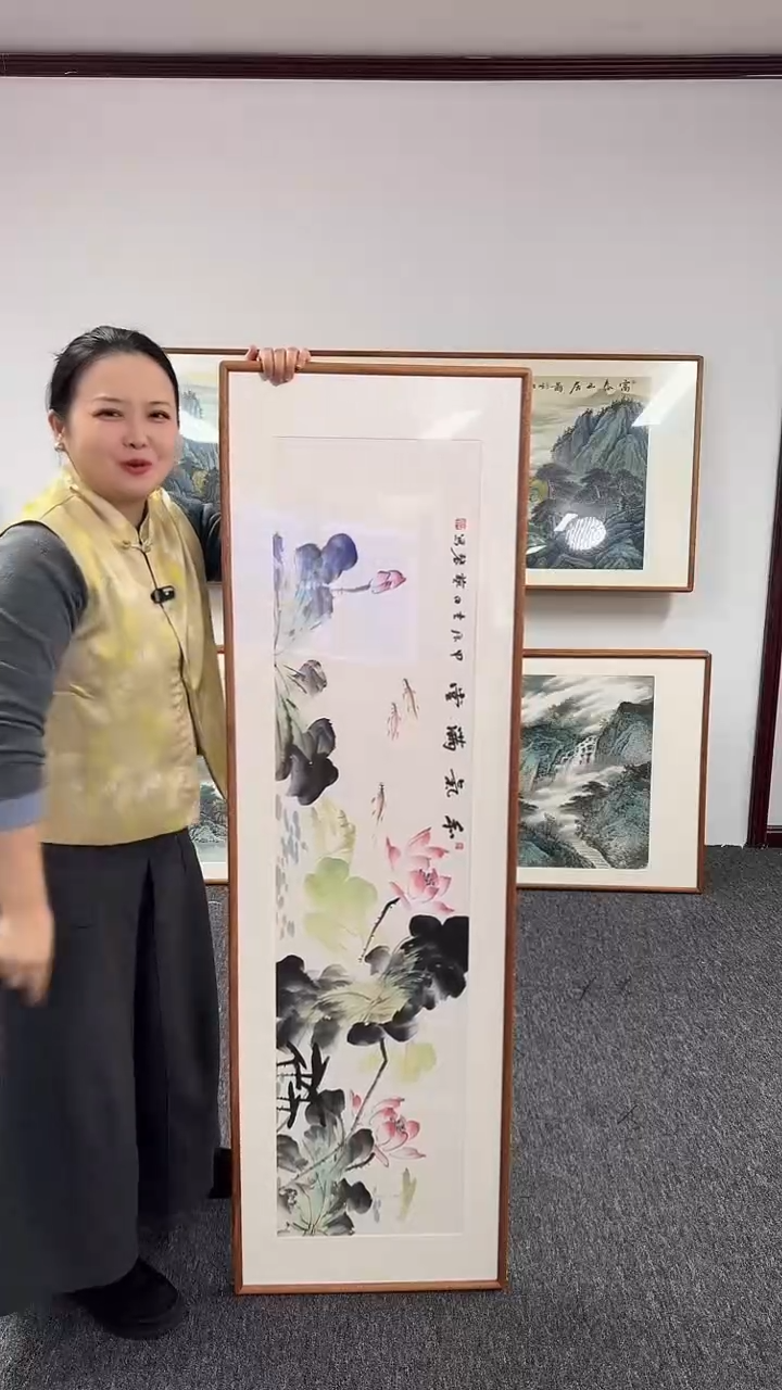 【闪购商品】国画荷花155*45绘画作品