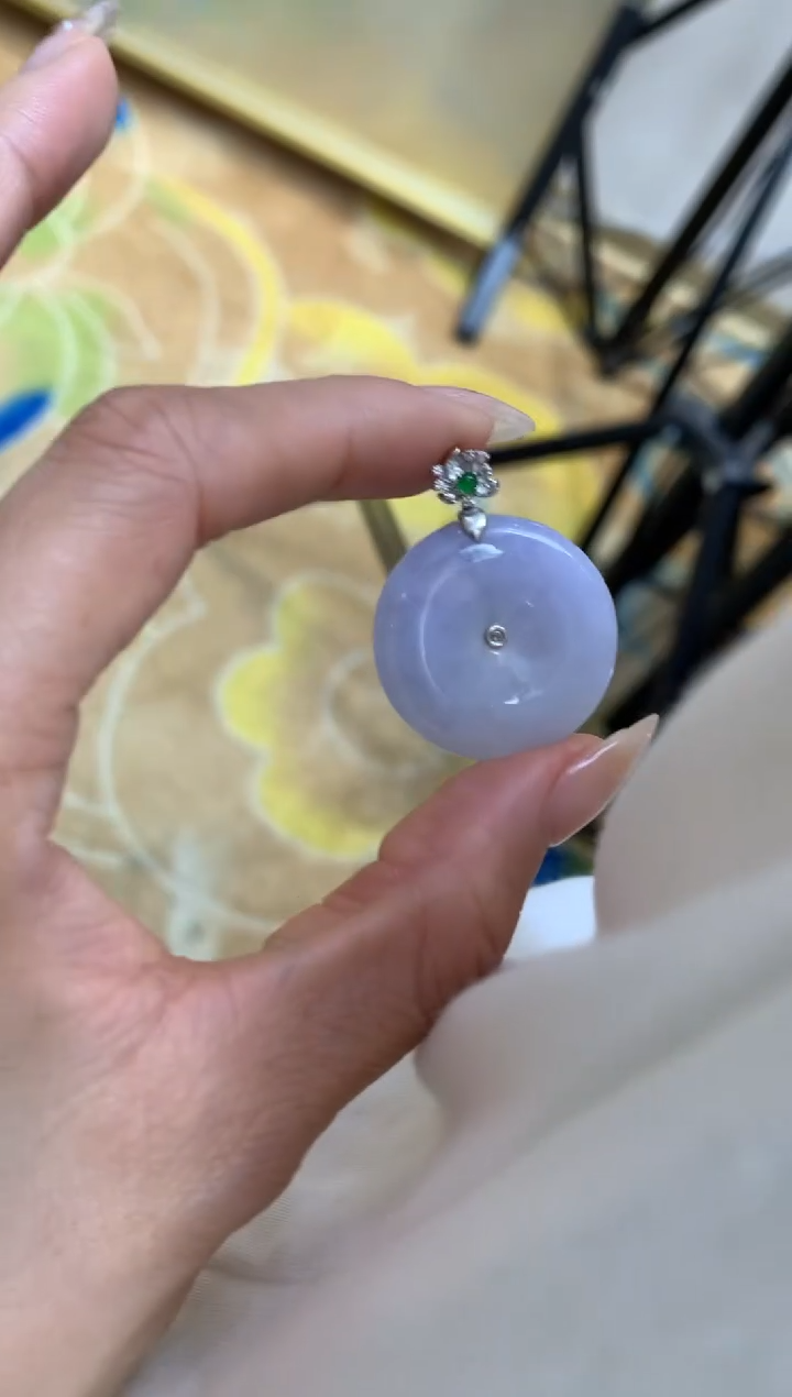 【闪购商品】翡翠颈饰18K金镶嵌平安扣