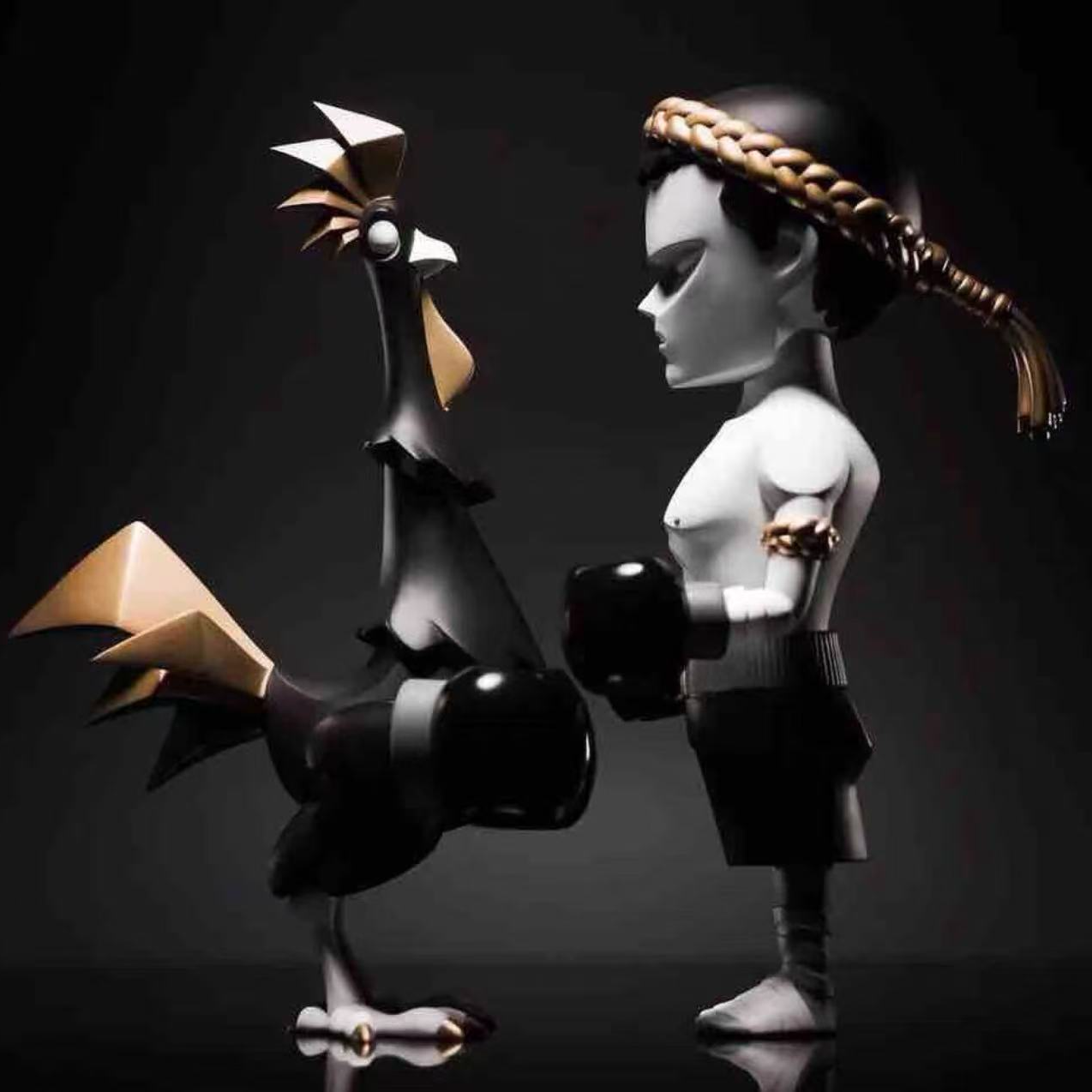 【山】coarse toys 黑色泰国拳击 鸡 套装