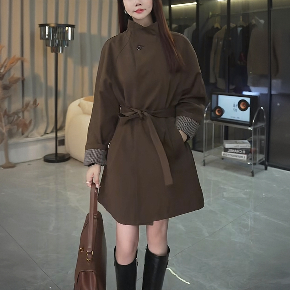 高端设计感中长款风衣外套女2025新款爆款洋气春秋系带收腰大衣潮