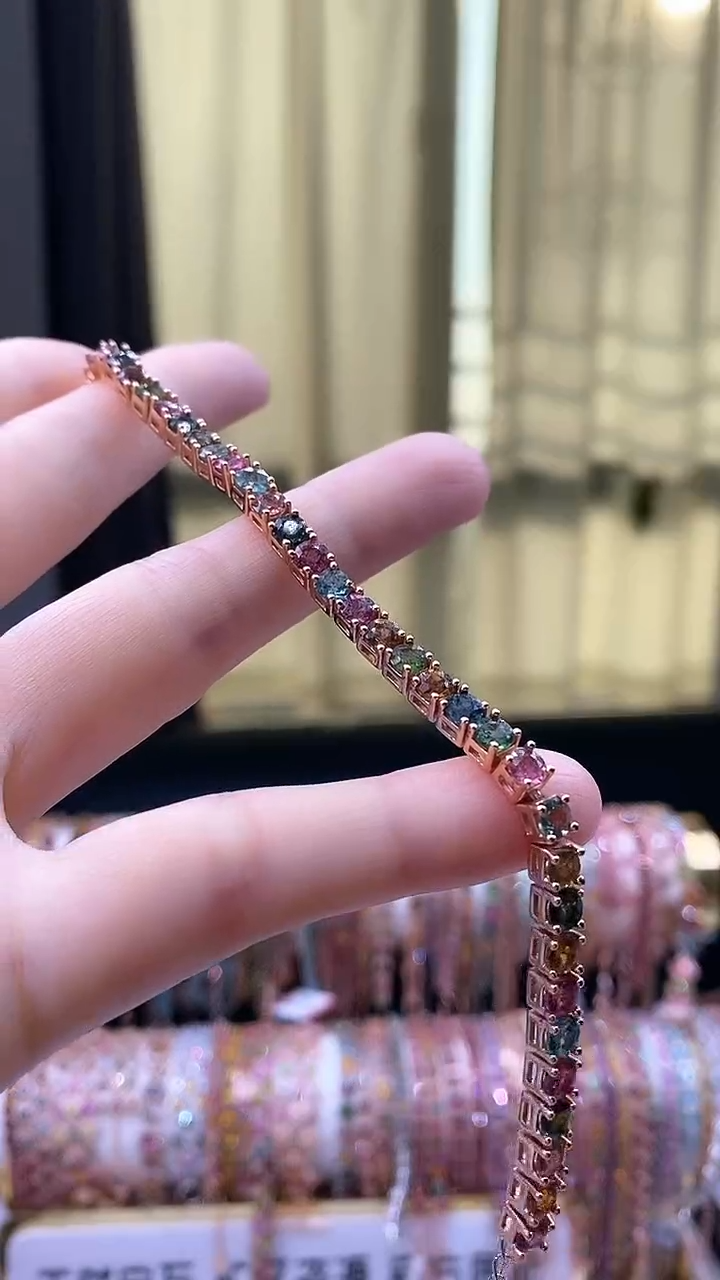 【闪购商品】碧玺手链银S925镶嵌6666666