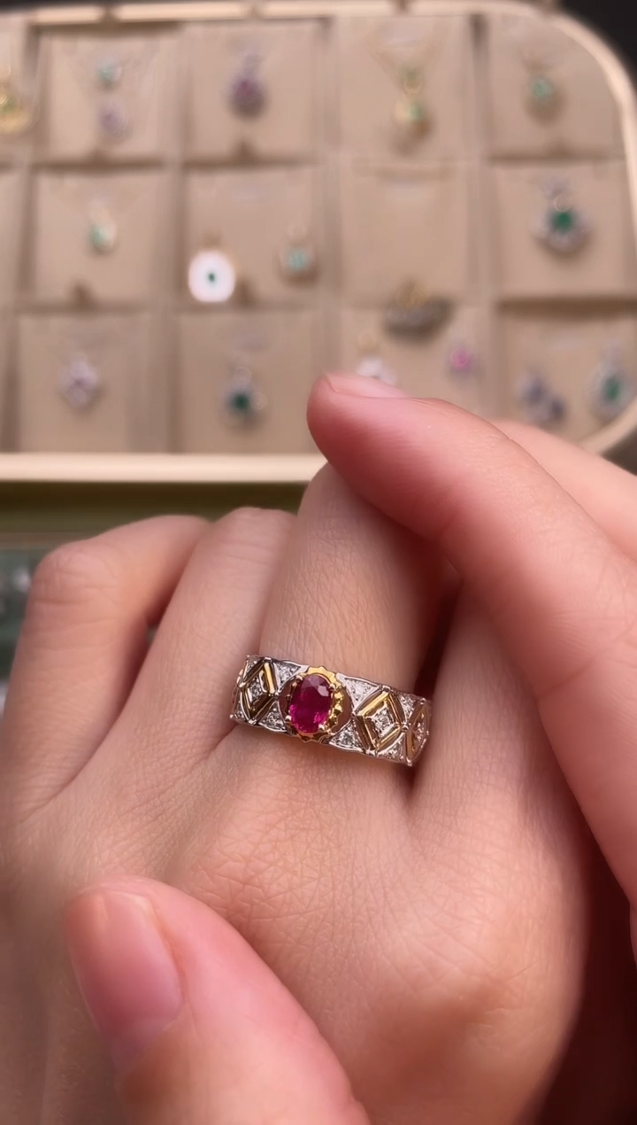 【闪购商品】红宝石戒指18K金镶嵌无烧主石：0.48ct