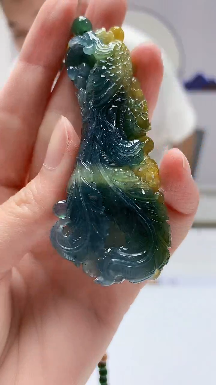 【闪购商品】定制翡翠未镶嵌4812zm-毛货挂件凤凰140