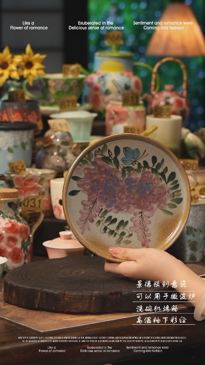 陶瓷景德镇高温釉下彩手工手绘款式