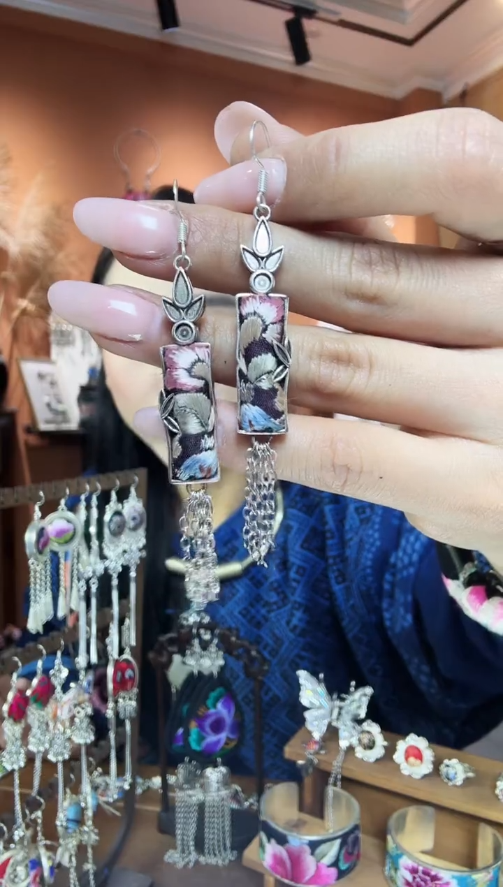 【闪购商品】刺绣传统非遗民族凤手工刺绣饰品耳环