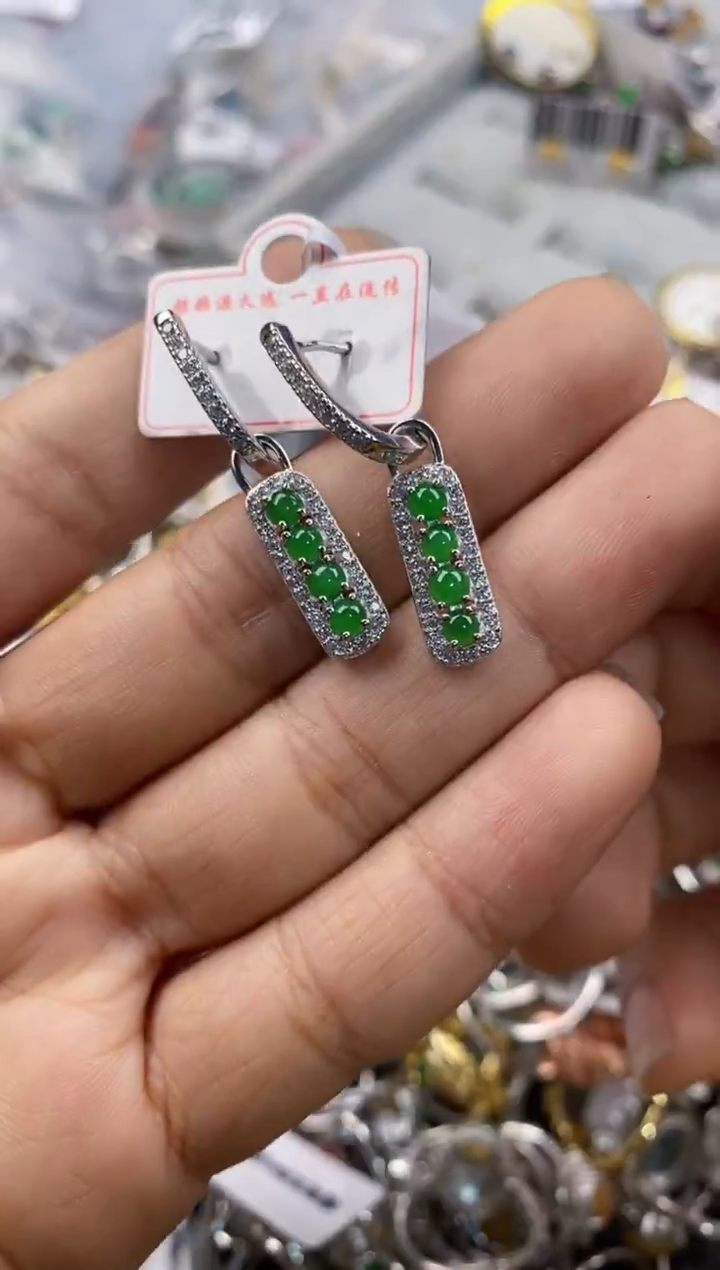 银S925镶嵌戒指翡翠666---2