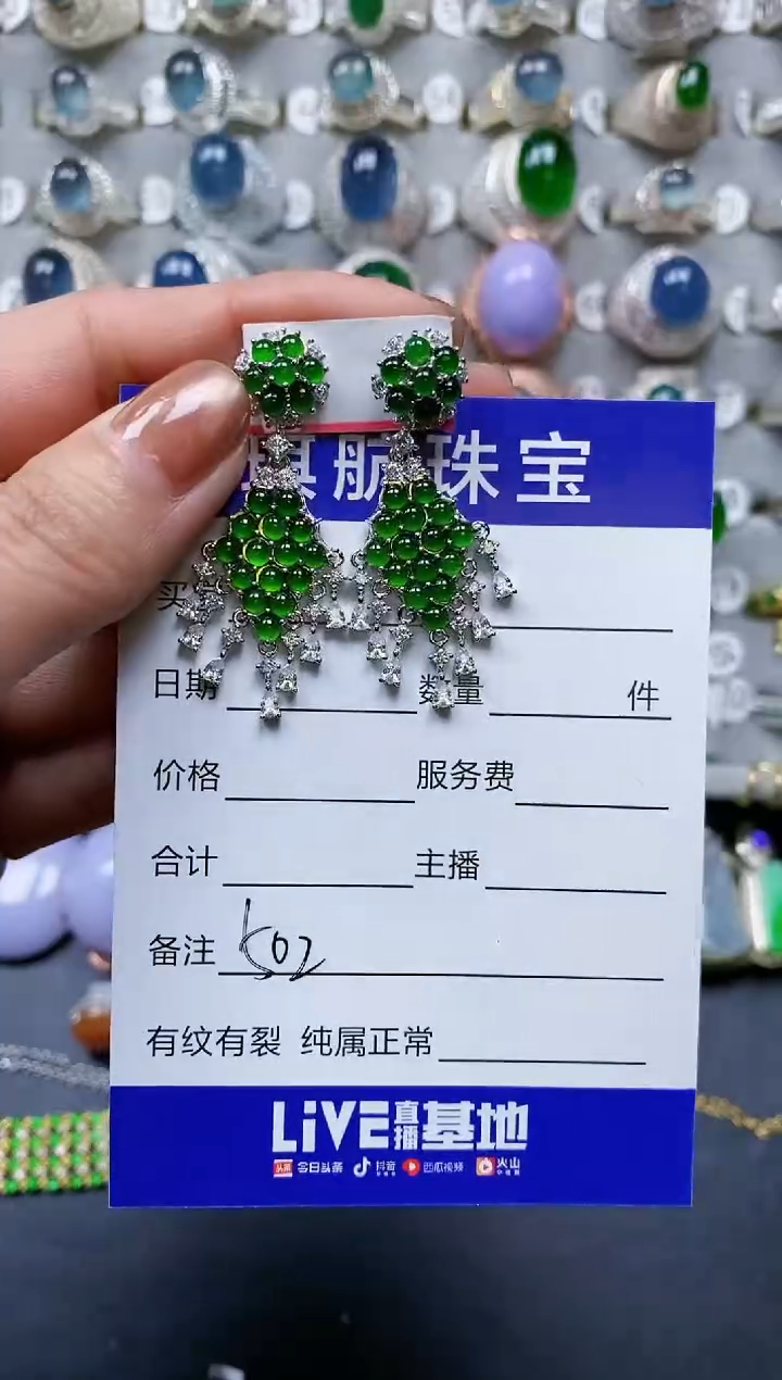 【闪购商品】翡翠耳饰银S925镶嵌0502