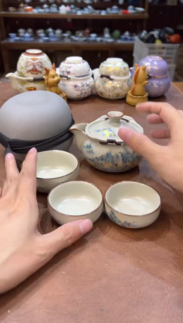 真的很便宜会开片的旅行茶具``