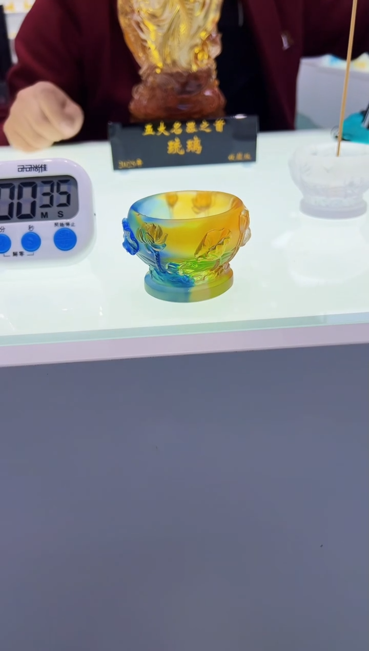 【闪购商品】泥塑古法琉璃彩色烛台摆件