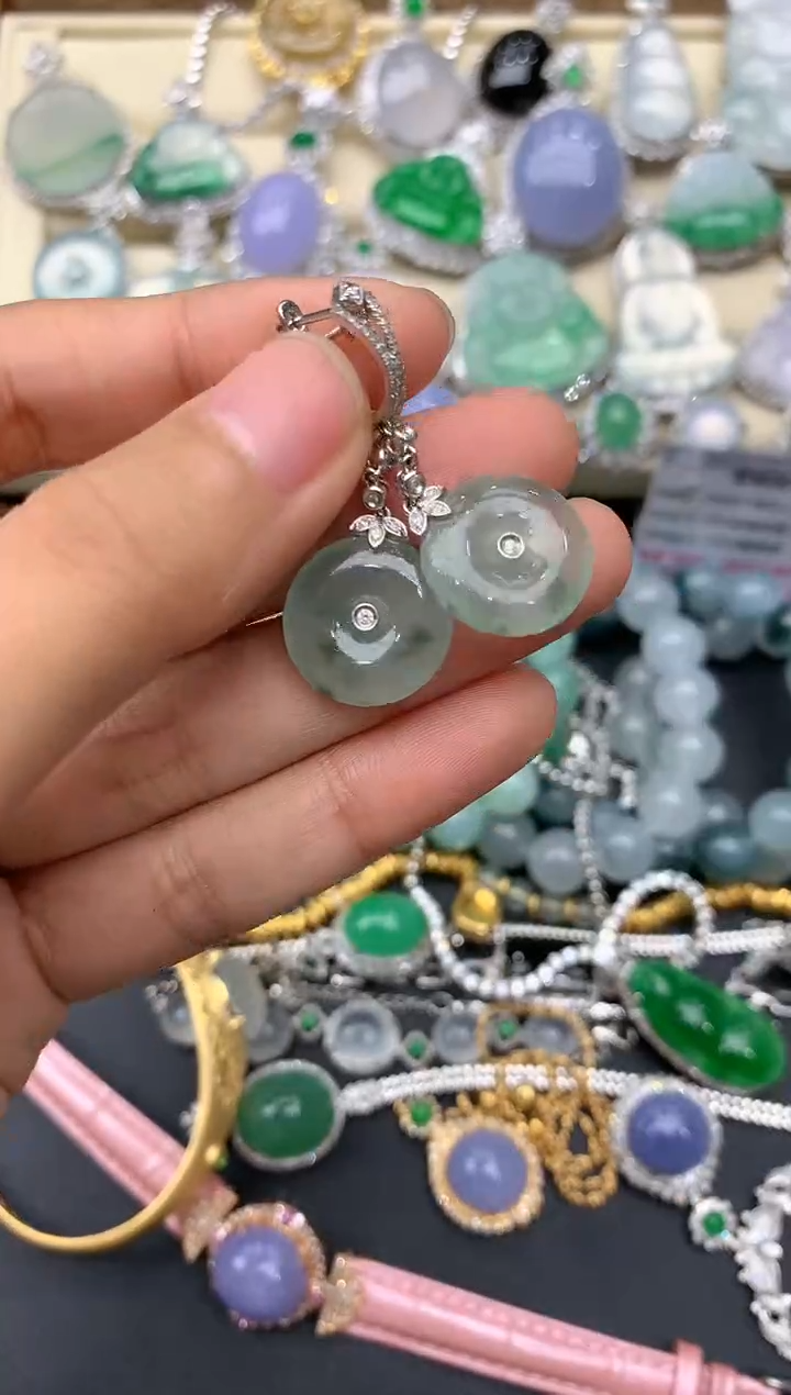 【闪购商品】翡翠耳饰18K金镶嵌189-中国好珍宝