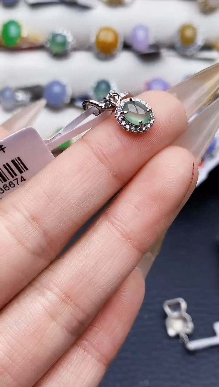 银S925镶嵌戒指翡翠0070