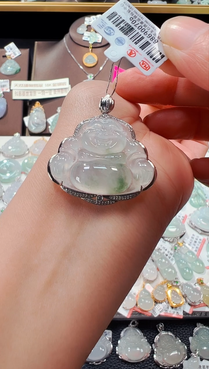 【闪购商品】翡翠吊坠(不含链)18K金镶嵌佛公吊坠705