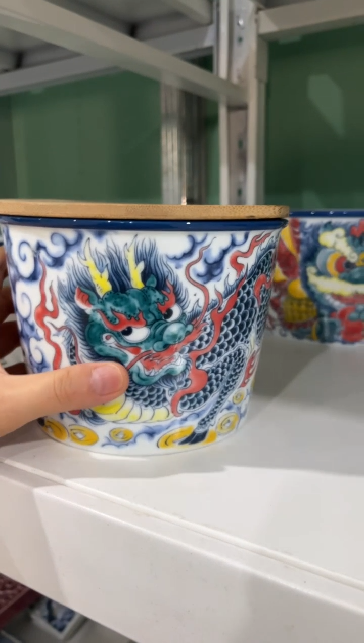 昨明景德镇陶瓷：泡面桶 带盖子