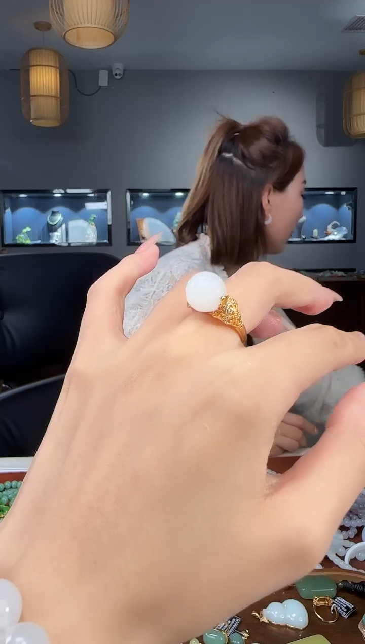 和田玉戒指银S925镶嵌1