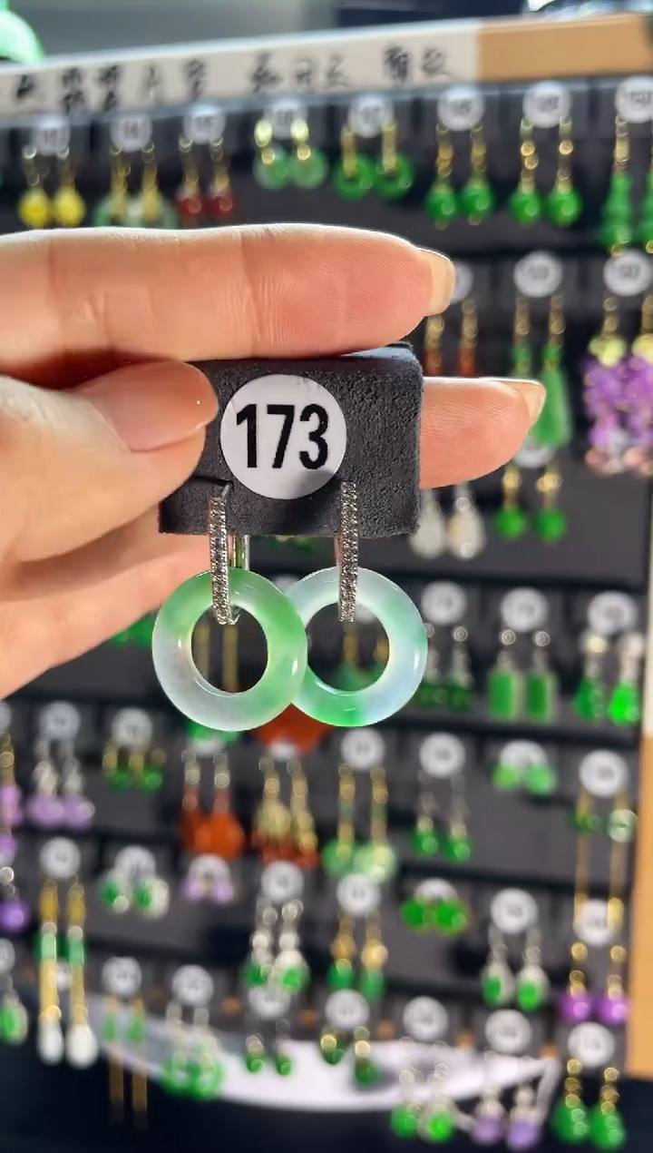【闪购商品】翡翠耳饰银S925镶嵌173...