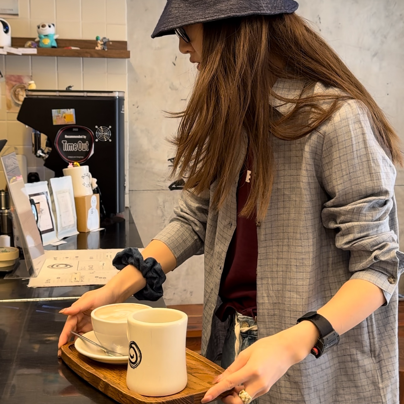 ashleyass衬衣百搭翻领时尚经典休闲长袖格纹衬衫LSS240223S