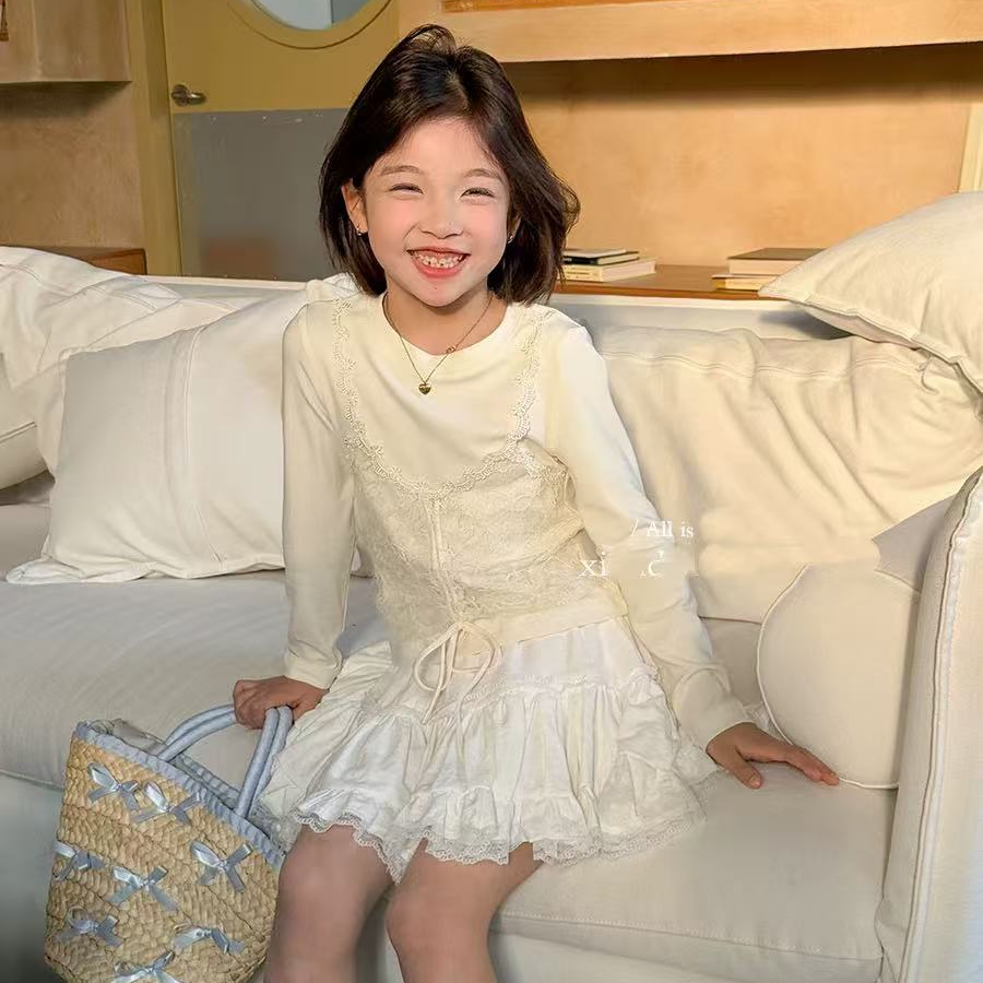 泡妈童装     春季儿童休闲女童男童长袖假两件T恤15017