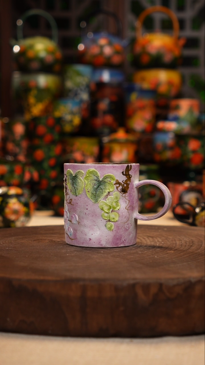 紫砂油画釉下彩手绘