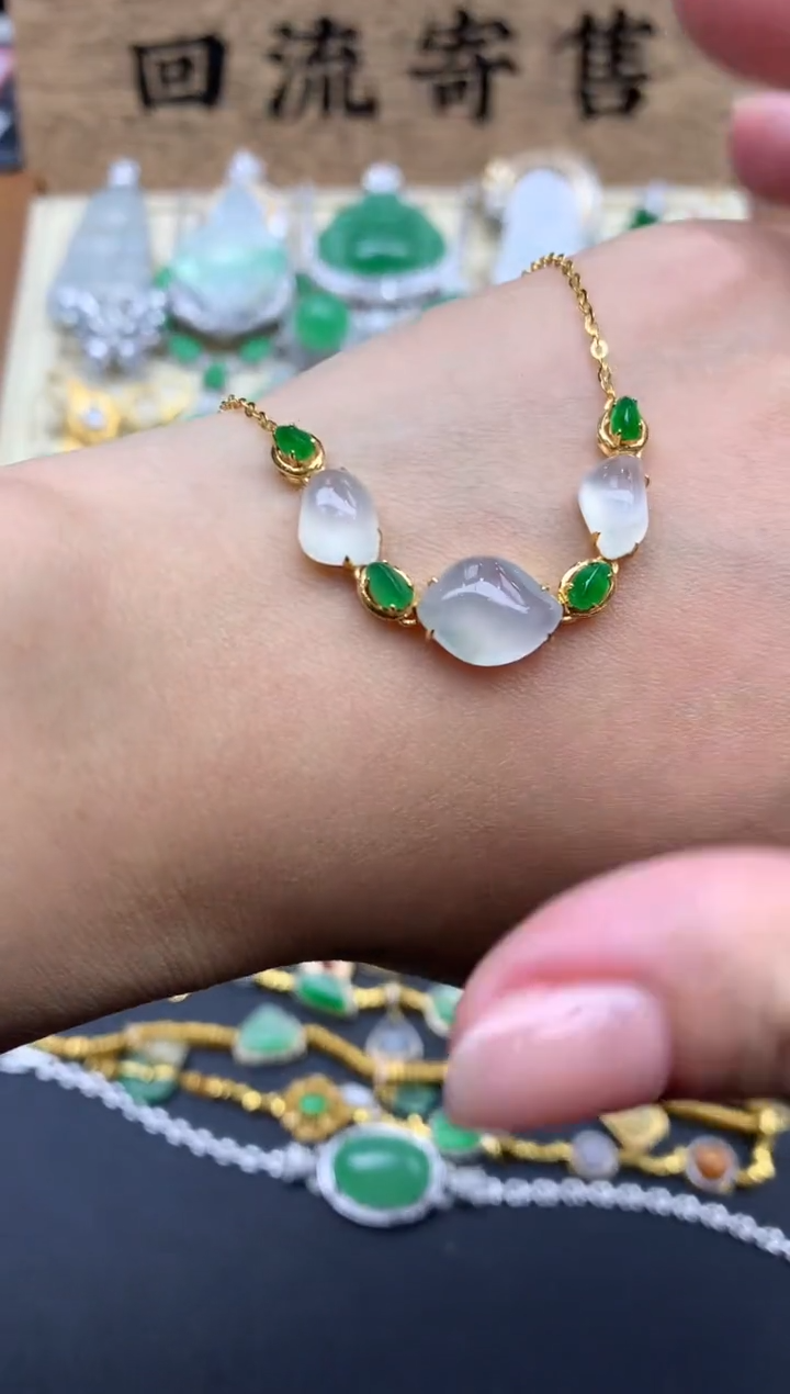 【闪购商品】翡翠手链18K金镶嵌239-中国好珍宝