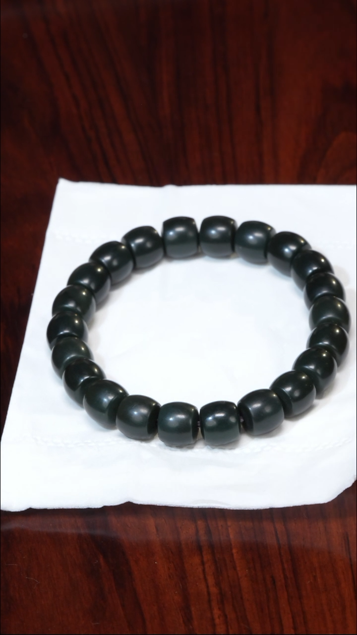 【闪购商品】和田玉手串未镶嵌和田玉塔青手串9.10直切