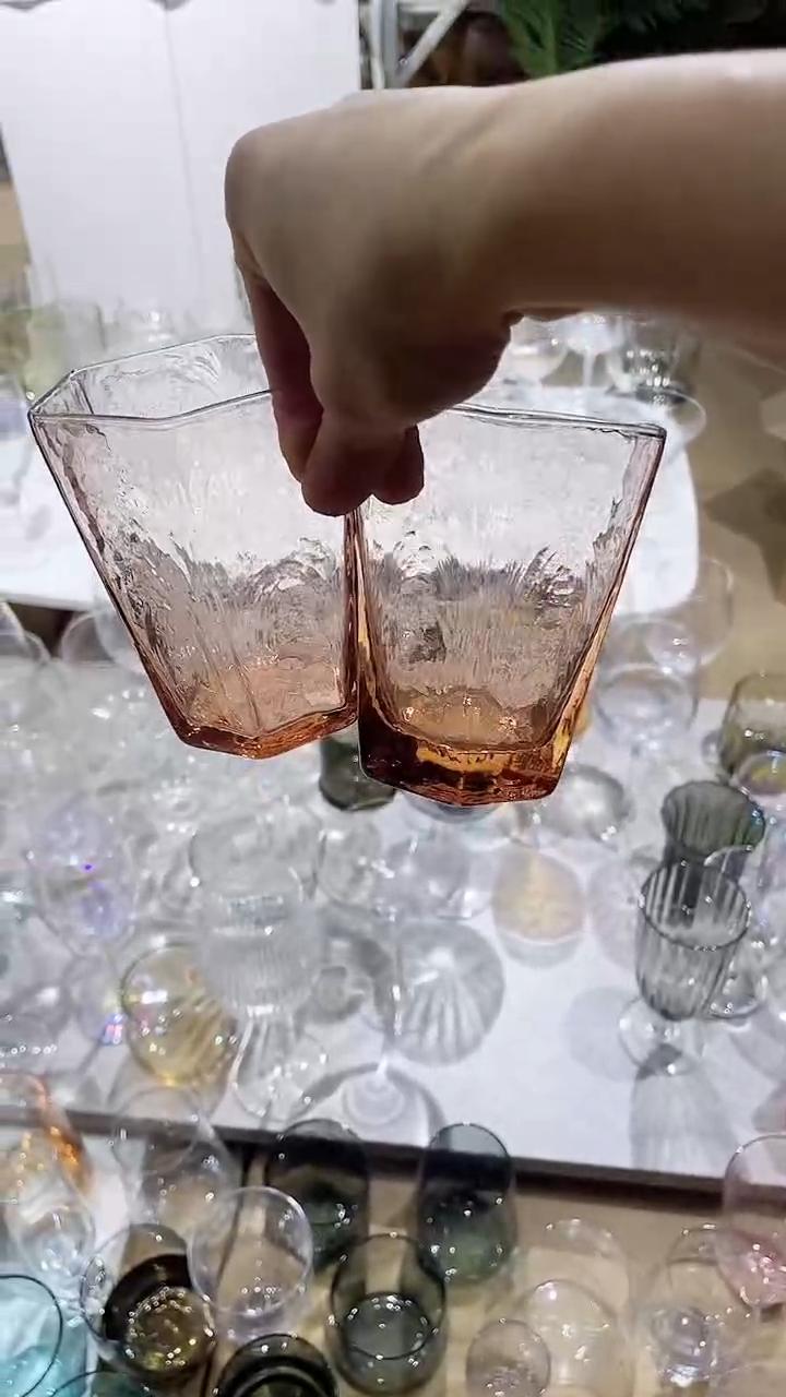 【闪购商品】水晶玻璃2只原色不同款6边形水杯