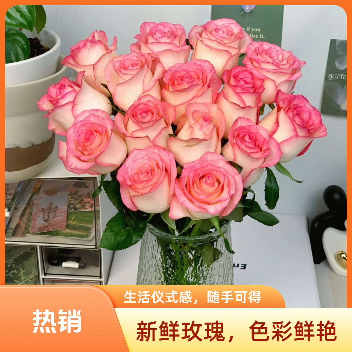 【10支爱莎玫瑰】家居生活鲜花次日达昆明基地鲜花批发包邮