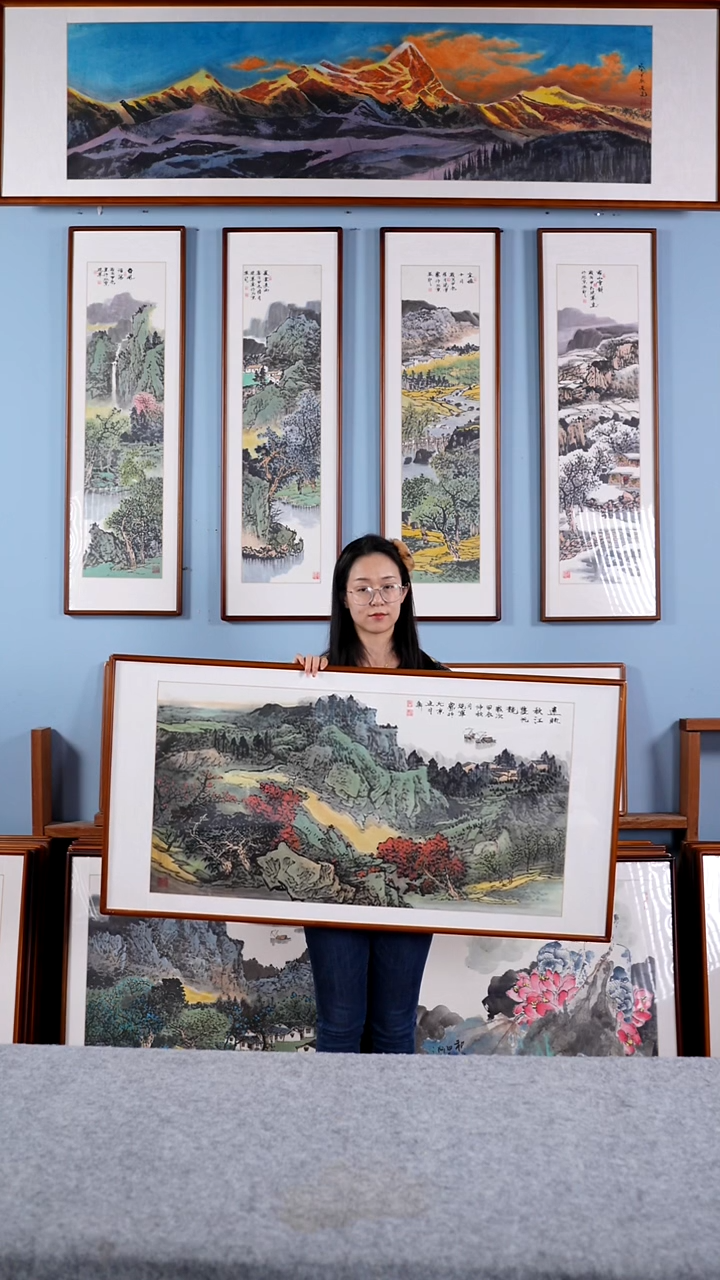 【闪购商品】国画张现军《远眺秋江双帆竞》含框122*62