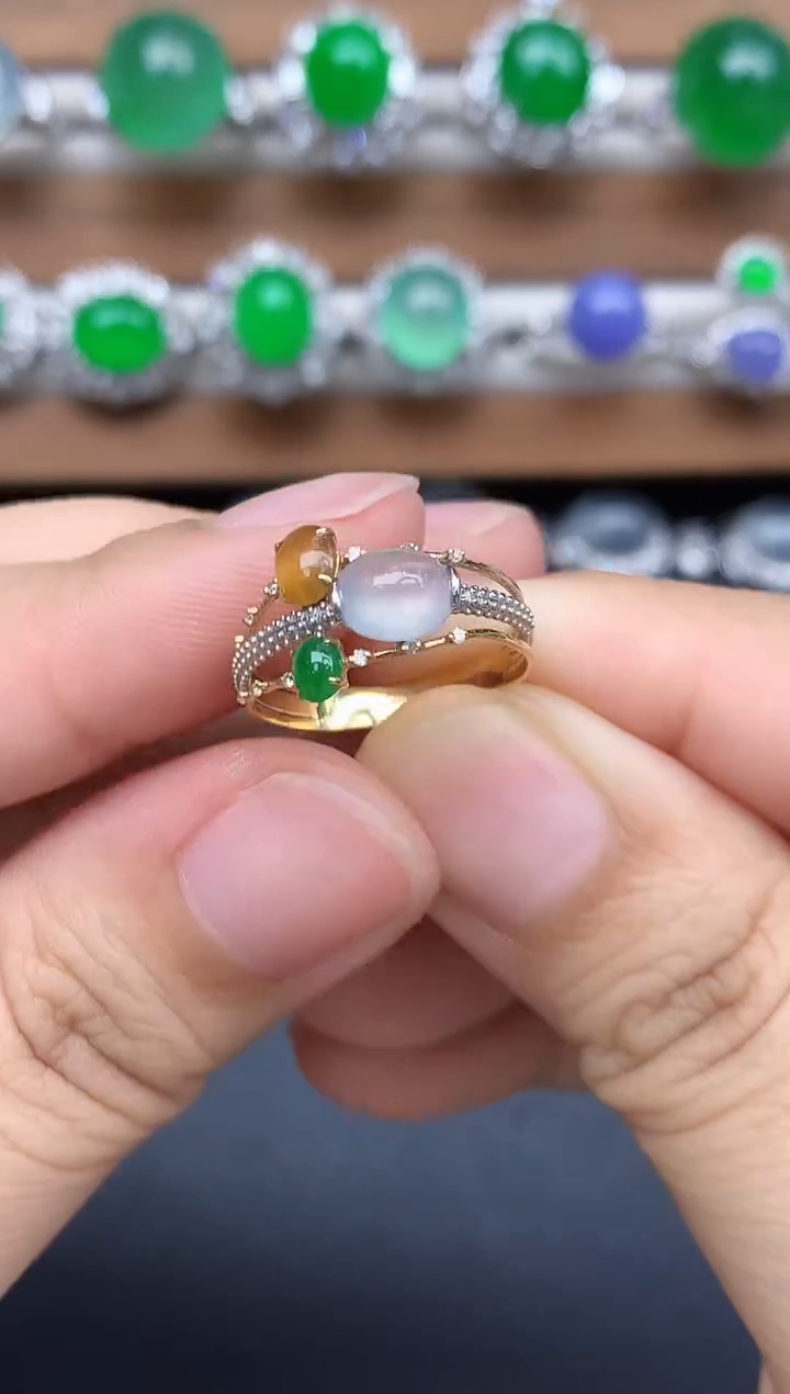 18K金镶嵌戒指翡翠408-中国好珍宝