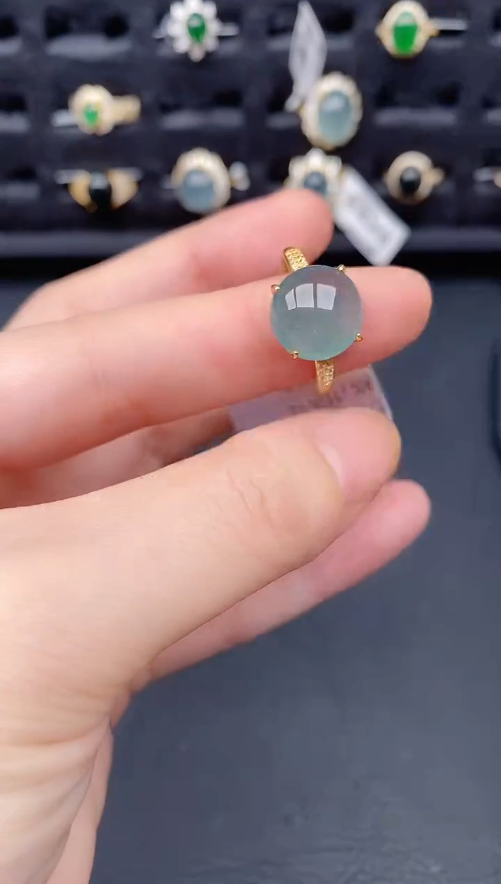 银S925镶嵌戒指翡翠天然a货翡翠153