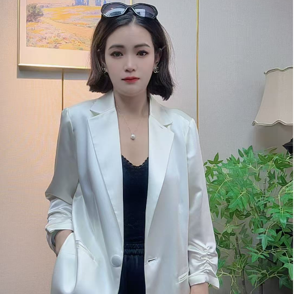 高端轻奢通勤休闲百搭气质显瘦七分袖重磅醋酸西装西服