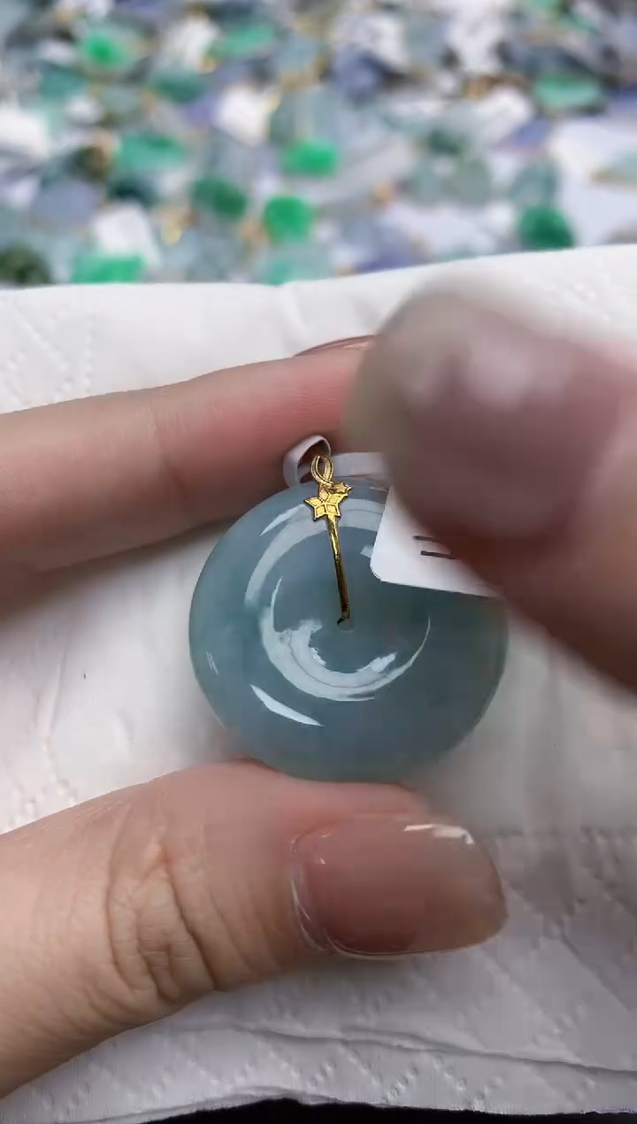 【闪购商品】翡翠颈饰18K金镶嵌天然缅甸翡翠A货