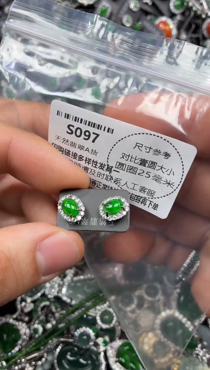 颈饰未镶嵌翡翠S097耳钉
