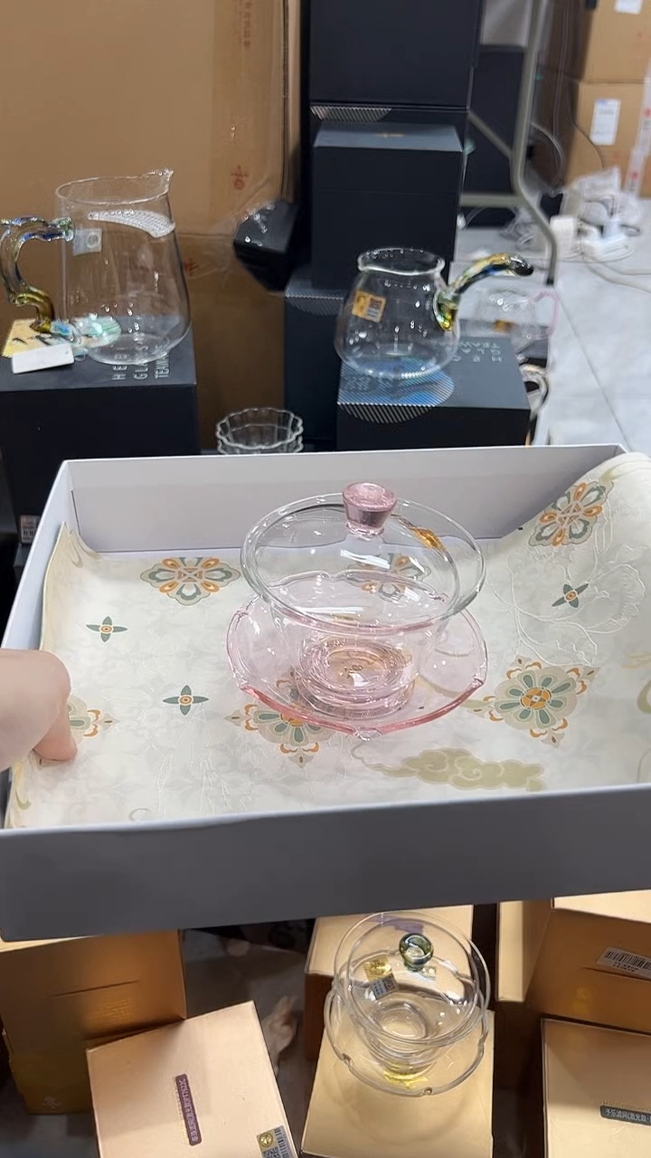 @@禾器晶彩荷叶盖碗浅粉+茶席
