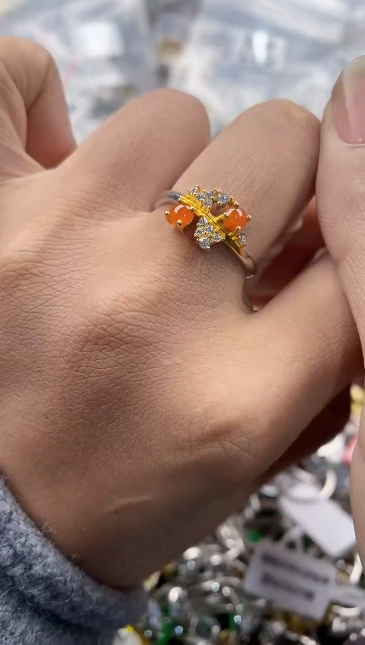 银S925镶嵌戒指翡翠555---1