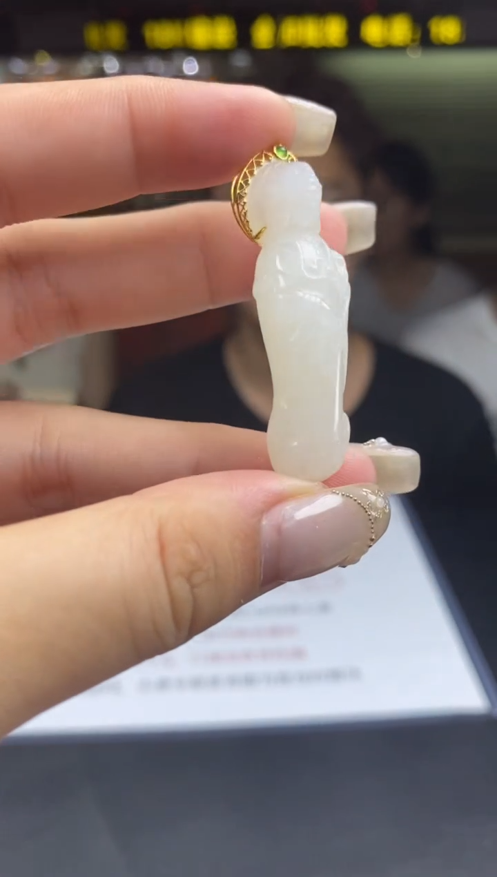 和田玉18K金镶嵌吊坠(不含链)多样性-吊坠-D10104