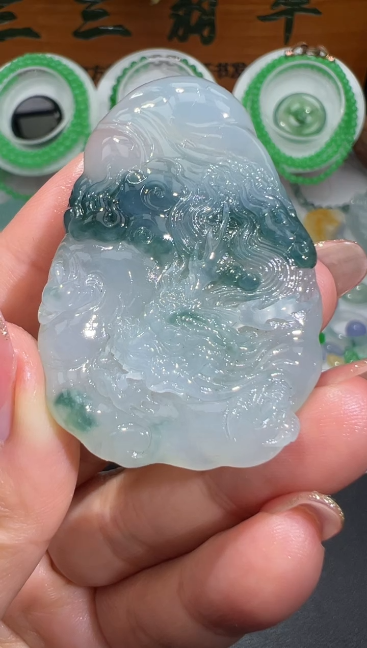 【闪购商品】定制翡翠未镶嵌50.1*33.7*8.6龙牌