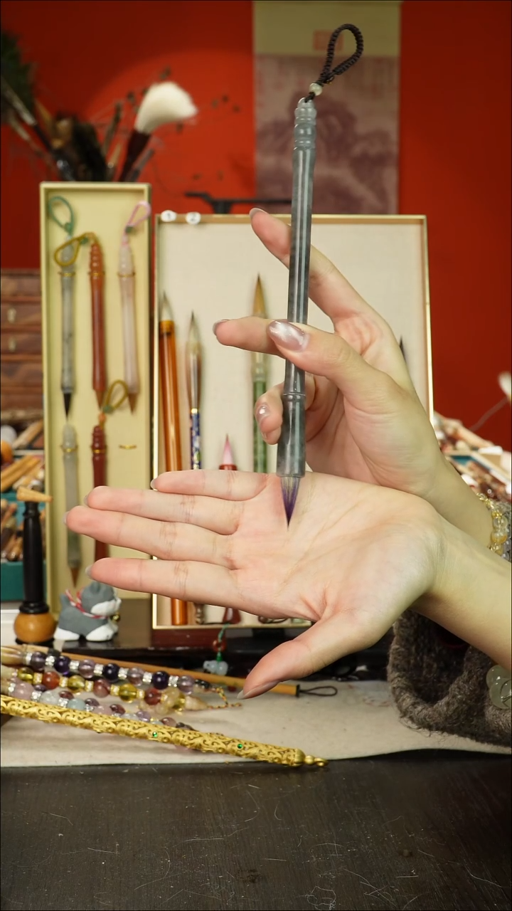 119号闪孤品高货毛笔链接 清水试笔 蘸墨不退