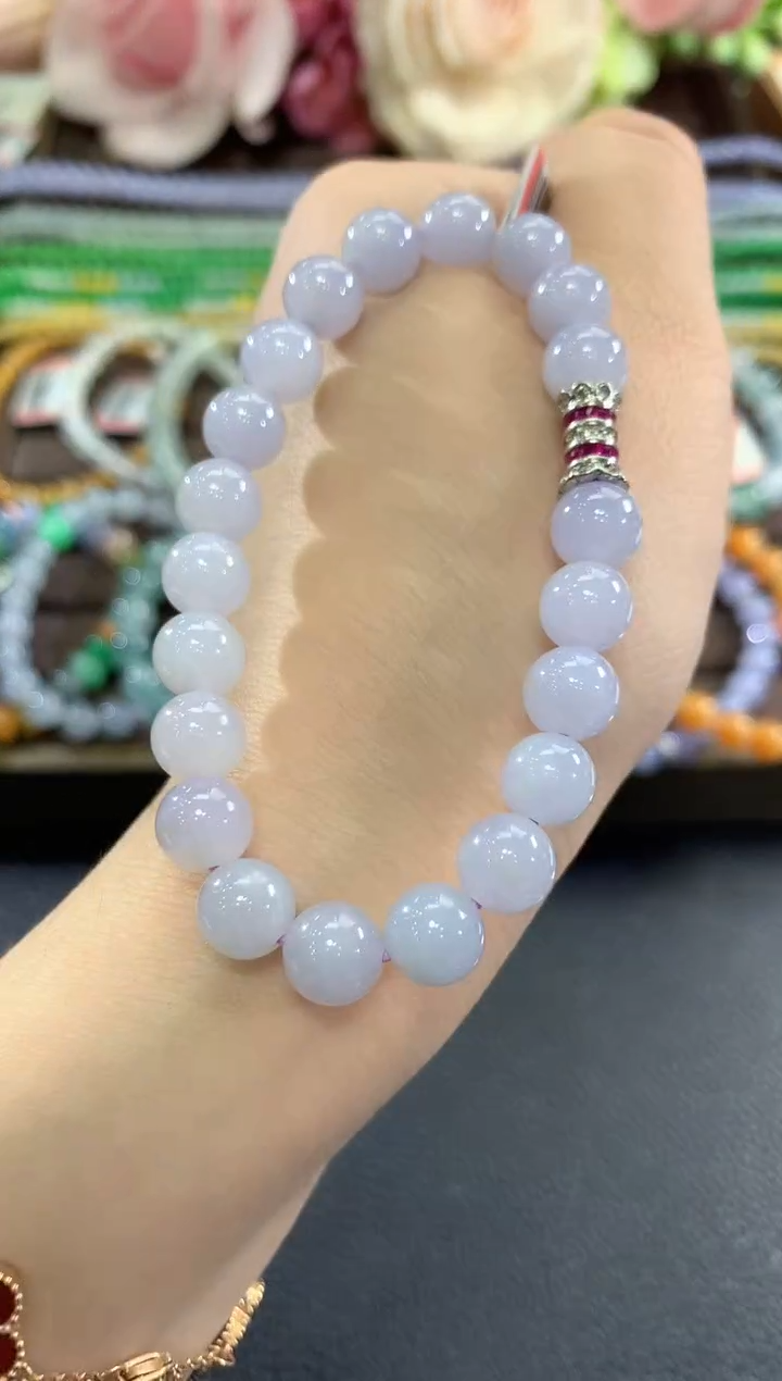 未镶嵌手串翡翠c117紫货有色差