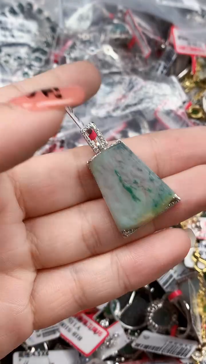 银S925镶嵌戒指翡翠天然A货缅甸翡翠