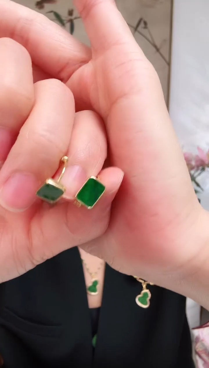 【闪购商品】翡翠耳饰银S925镶嵌耳饰