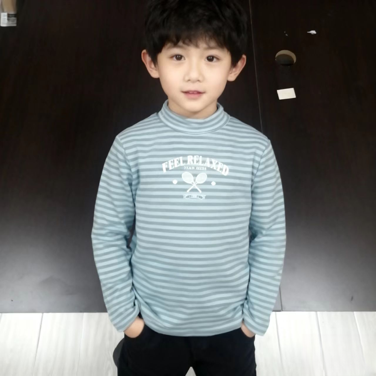 F01060男童秋冬季德绒打底衫2025年冬男孩新款韩版男童装上衣洋气