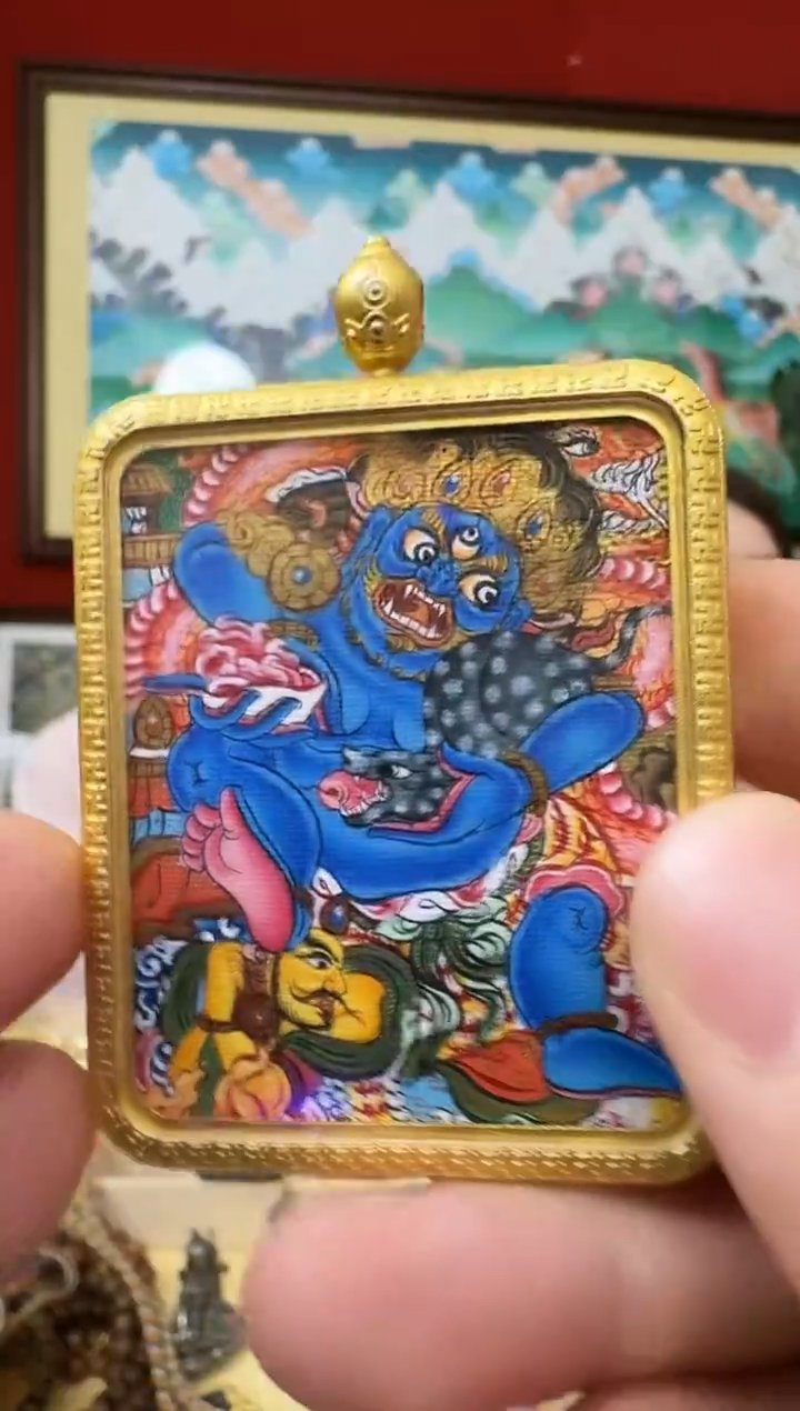 吊坠黑财神-热贡纯手绘