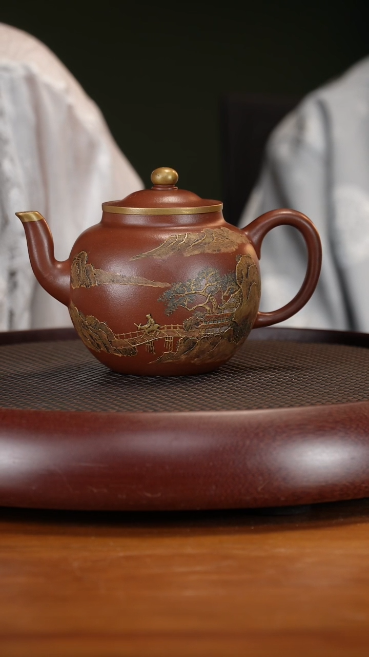 茶壶紫砂40GSZ宫灯壶 老紫泥500cc