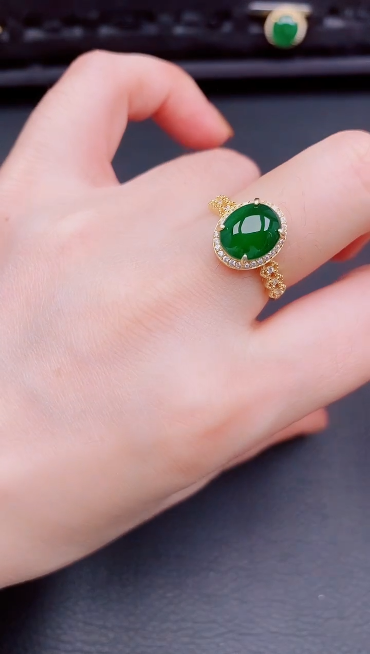 【闪购商品】翡翠戒指银S925镶嵌天然a货翡翠220