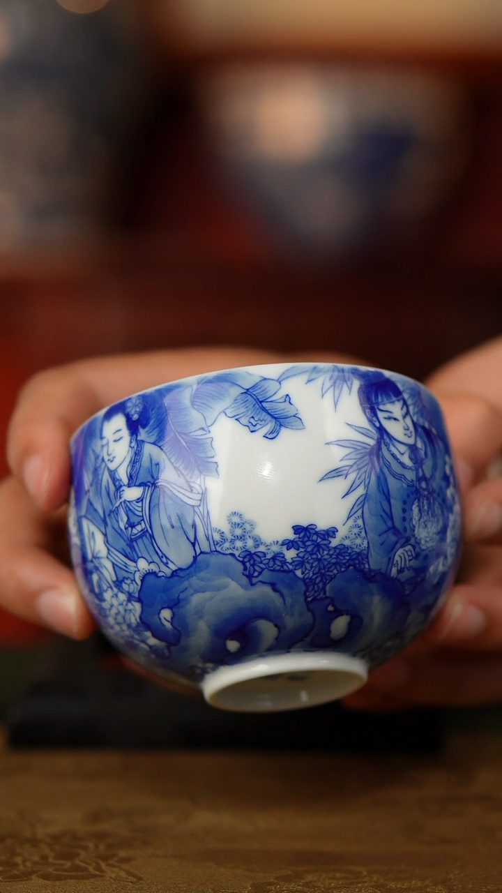 原矿手工红楼梦握足杯