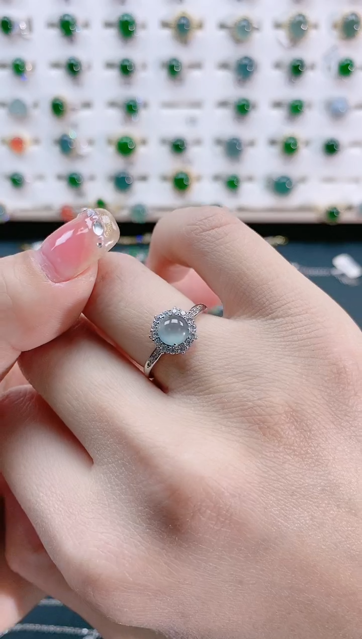 【闪购商品】翡翠戒指银S925镶嵌天然翡翠